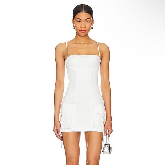 Superdown Wrenlee Mini Dress in White cargo pocket Revolve new S - Picture 2 of 10